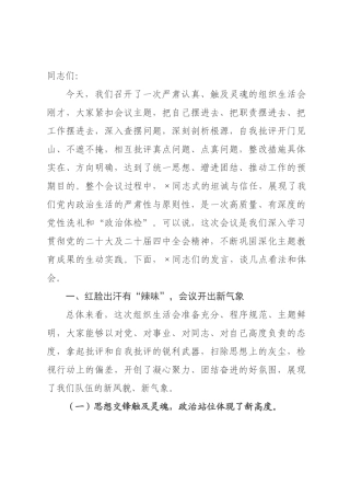在2026年度组织生活会上的点评讲话.docx