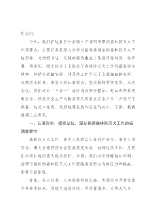 在×2026年清明节期间森林防灭火工作×署会上的讲话.docx
