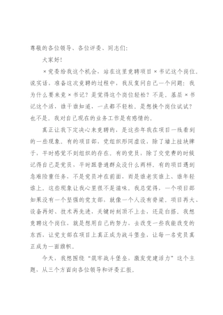 项目书记岗位竞聘发言.docx
