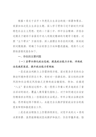 司×长2026年度民主生活会个人对照检查材料(五个带头).docx
