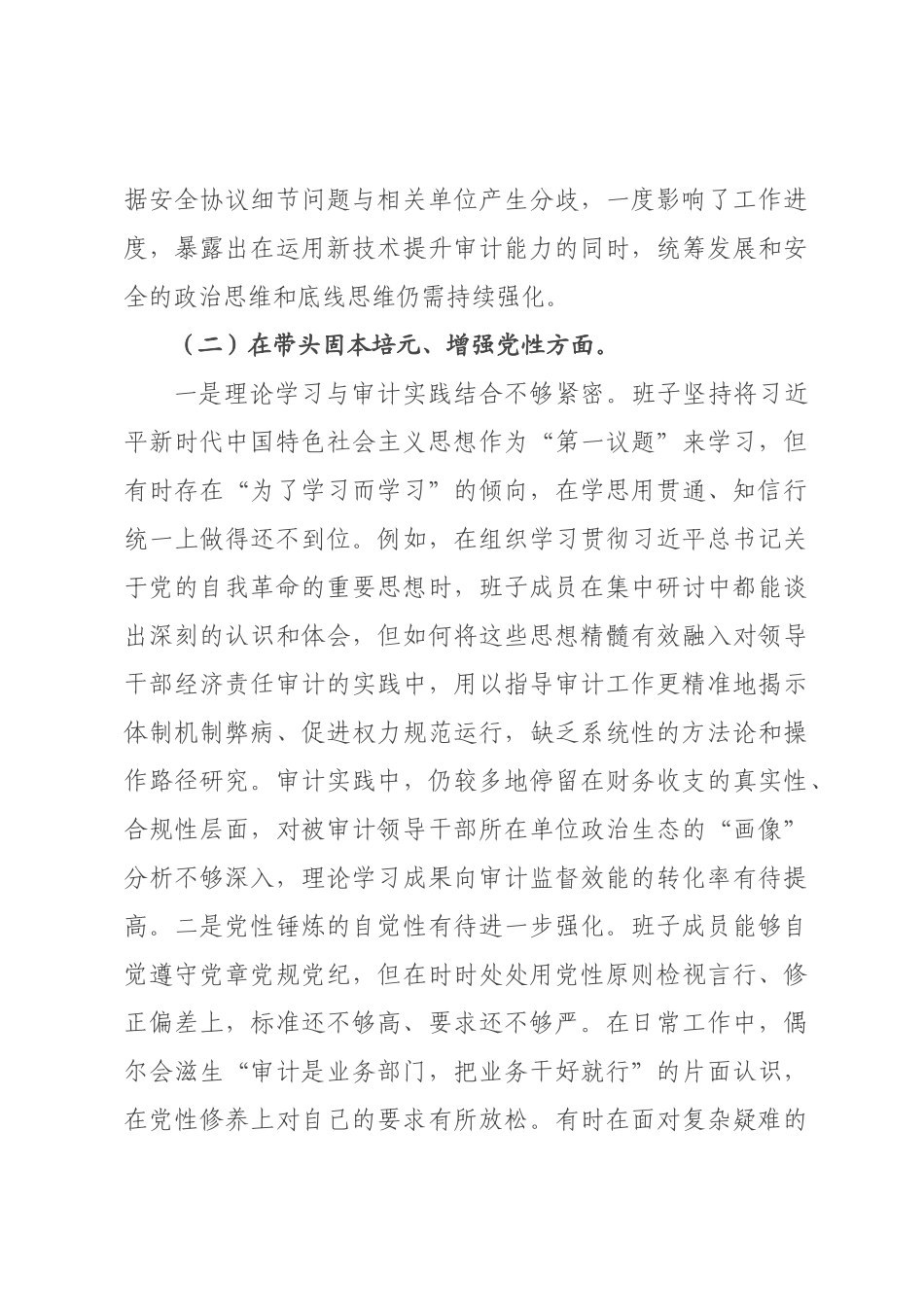审计2026年度民主生活会班子对照检查材料（五个带头）.docx_第3页