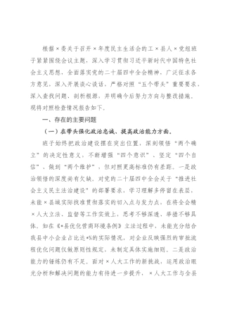 领导班子2026年度专题民主生活会对照检查材料.docx