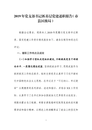 2019年书记抓党建工作述职报告之三.doc