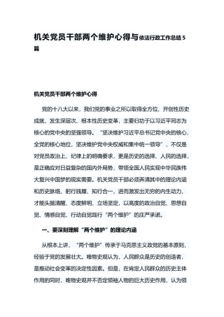 机关党员干部两个维护心得与依法行政工作总结5篇.docx