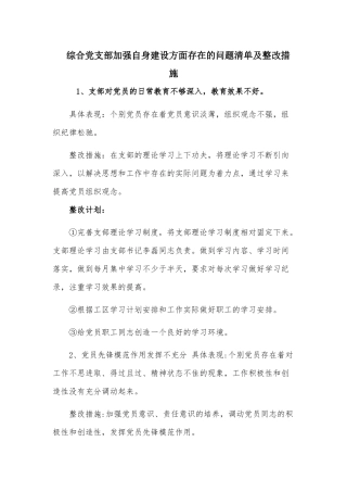 综合党支部加强自身建设方面存在的问题清单及整改措施.docx