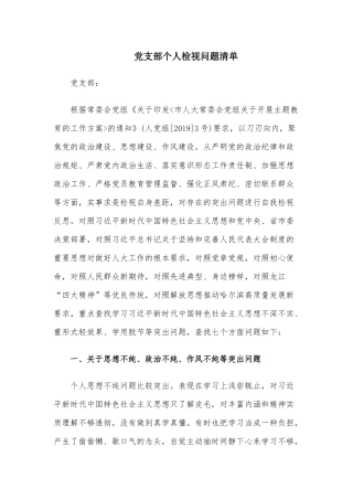 党支部个人检视问题清单.docx