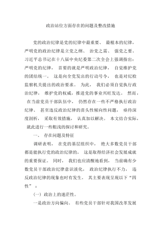 政治站位方面存在的问题及整改措施.docx