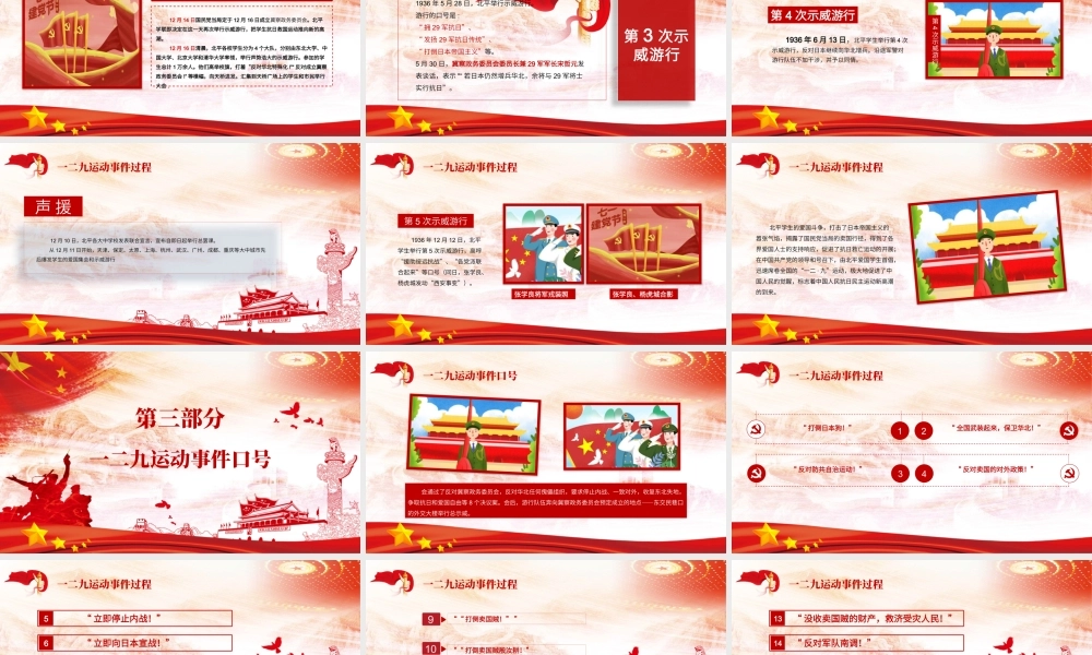 红色简约一二九运动纪念日党政党建党课PPT模板.pptx