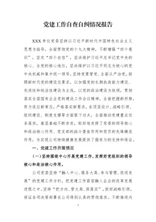 党建工作自查自纠情况报告