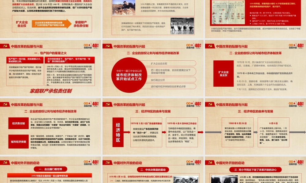 改革开放四十周年党课课件ppt