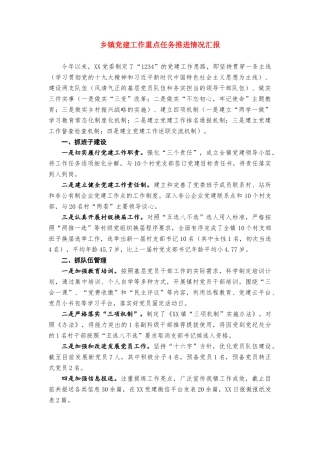 乡镇党建工作重点任务推进情况汇报20181014110954149