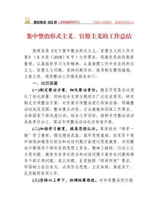 集中整治形式主义、官僚主义工作总结