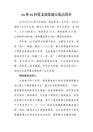 农村党支部党建示范点简介
