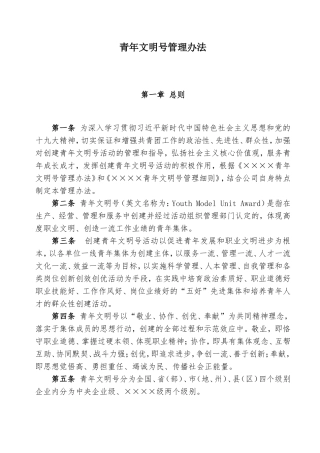 青年文明号管理办法