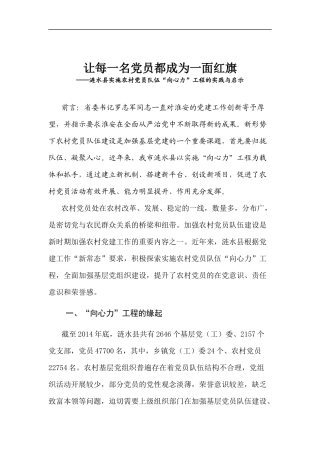 「经典调研报告」01-让每一名党员都成为一面红旗——农村党员队伍“向心力”工程的实践与启示