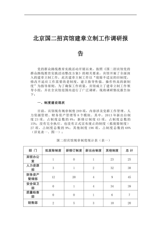 「经典调研报告」北京国二招宾馆建章立制工作调研报告