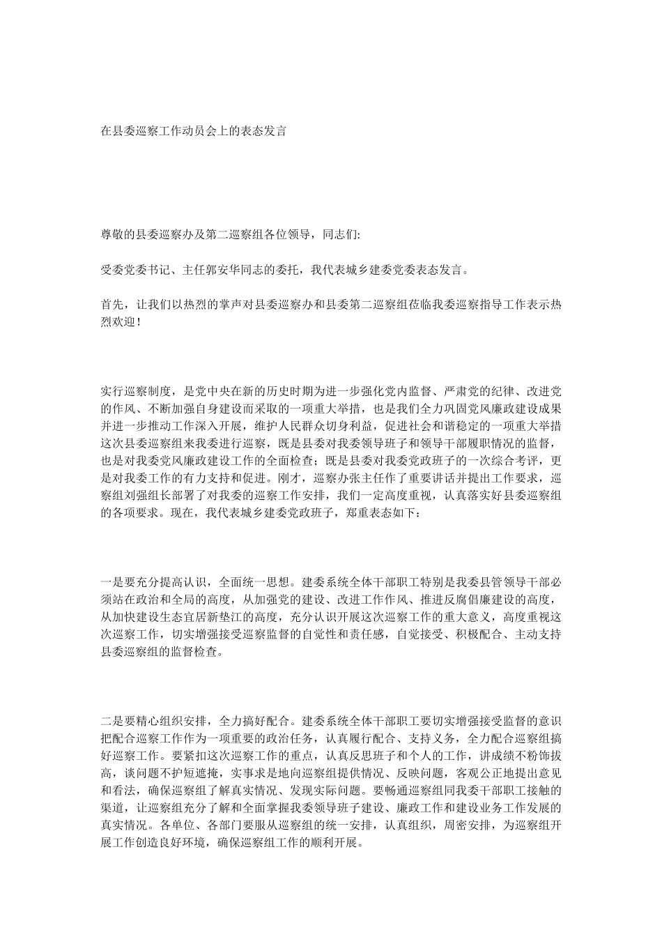 5篇巡视动员会表态发言_第3页
