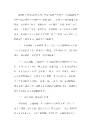 “解放思想、赶超跨越”大讨论活动的自查报告
