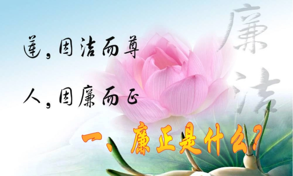 微型党课课件：廉正是党员干部的道德底线