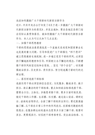 最新微党课讲稿：如何激励广大干部新时代新担当新作为