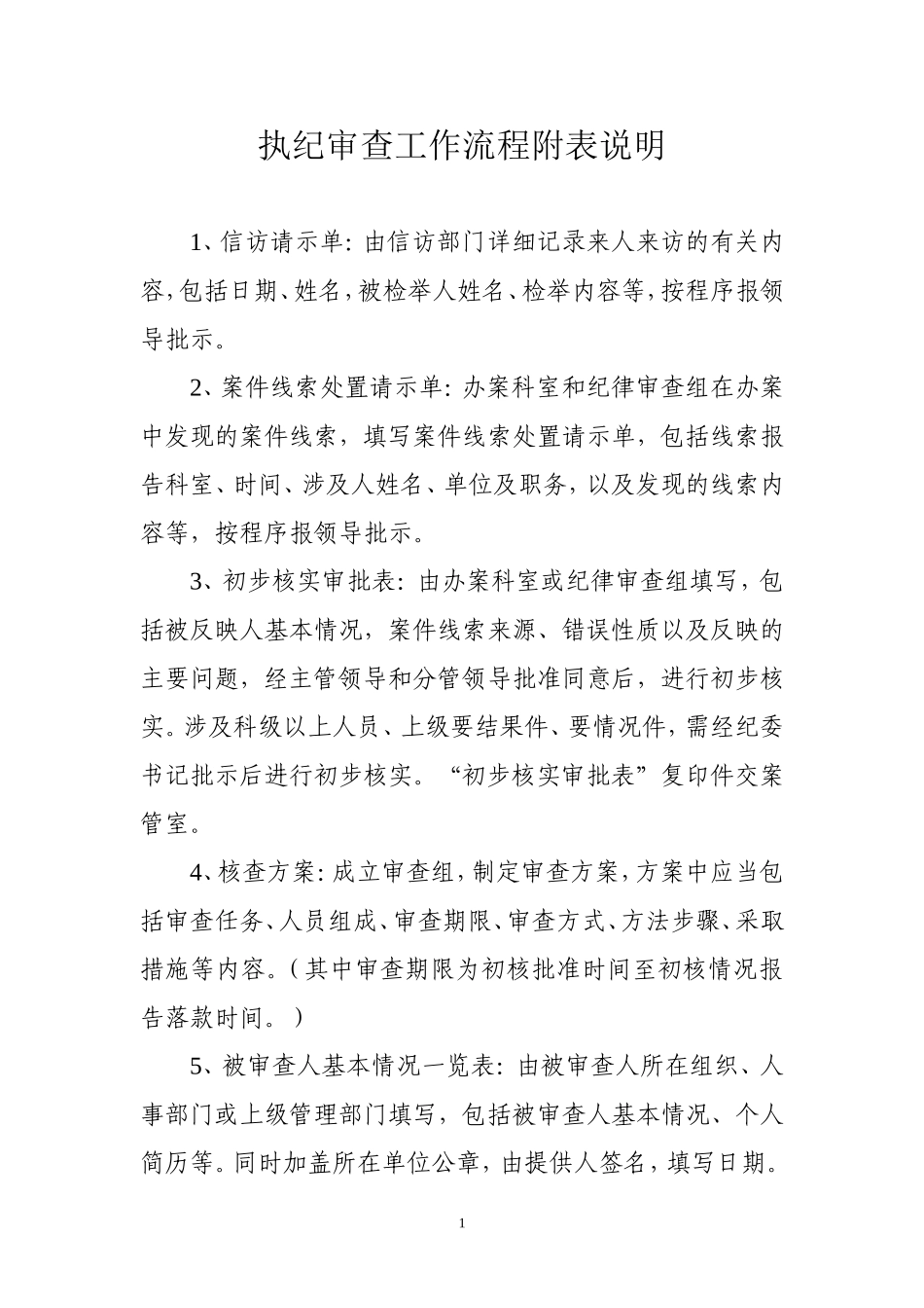执纪审查工作流程附表说明_第1页
