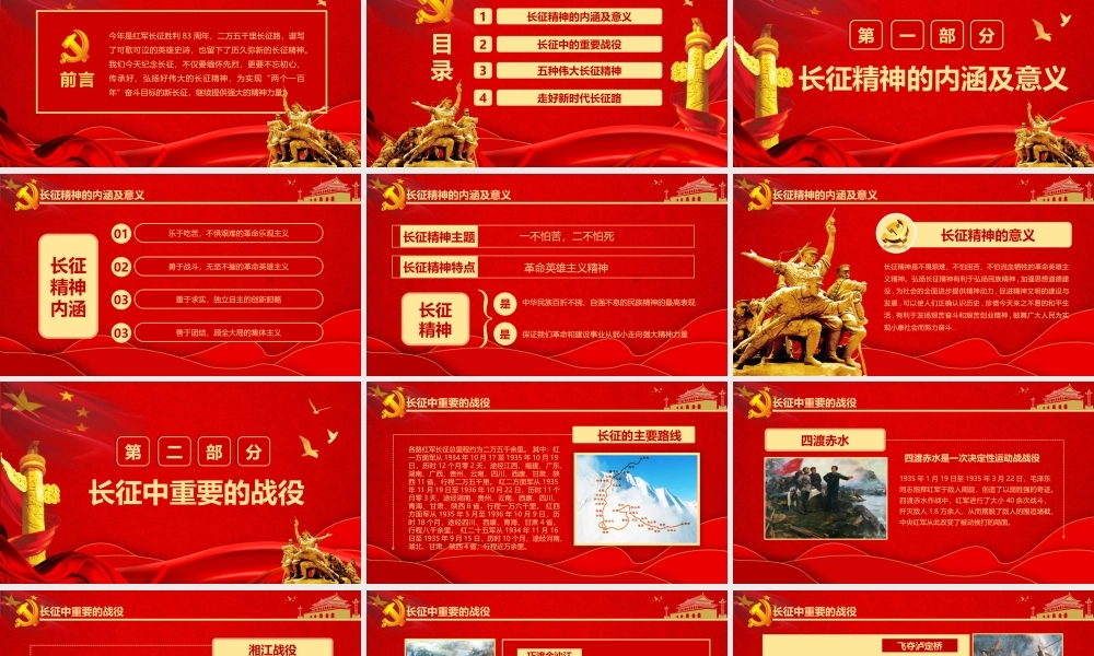 红色党政党课纪念长征胜利83周年弘扬伟大长征精神ppt