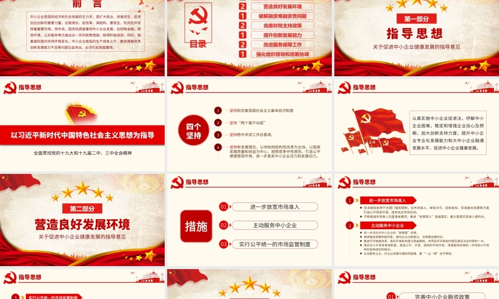 关于促进中小企业健康发展的指导意见党政党课党建ppt