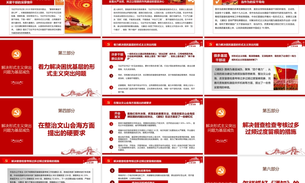 2019年解决形式主义突出问题为基层减负ppt党政党课党建