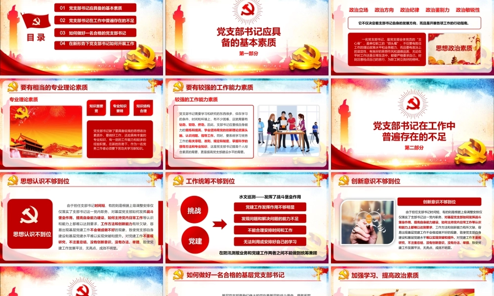 党政风格如何履行支部书记职责党课党建党政PPT