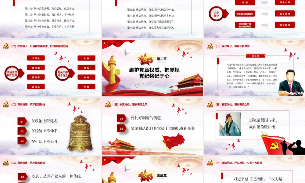 全文案深入学习中国共产党廉洁自律准则党旗飘扬片头ppt