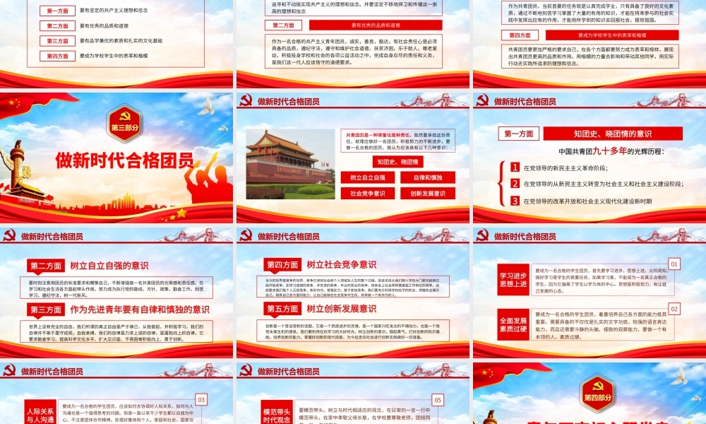 纪念五四运动100周年学团史做合格团员党建党课党政ppt党课