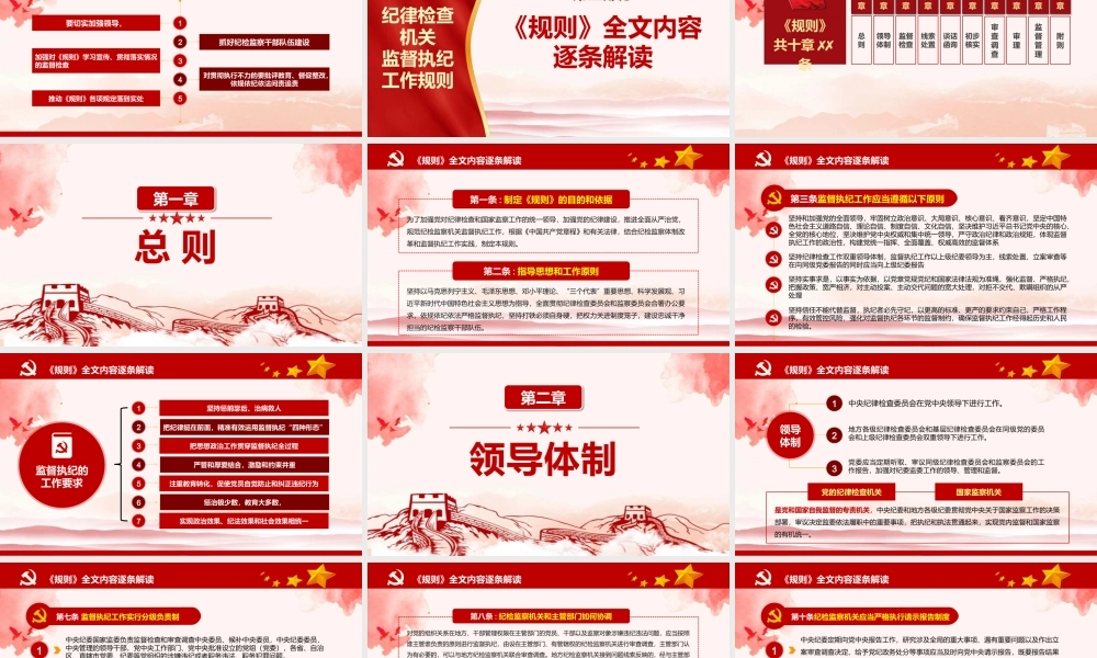 红色风格中国共产党纪律检查机关监督执纪工作规则ppt党课课件