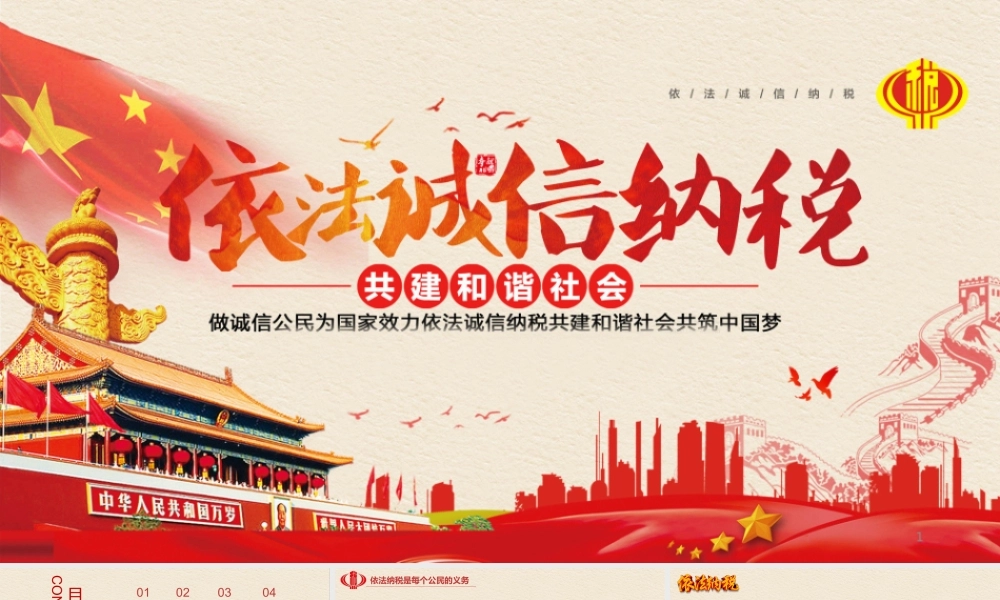 红色党政风新时代中国税务精神党建模板ppt党课课件