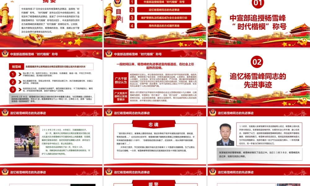 时代楷模 向杨雪峰同志学习ppt党课课件