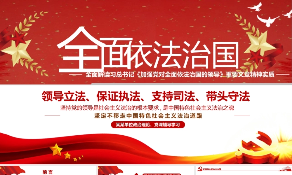 学习领会加强党对全面依法治国的领导重要论述党政党建党课ppt党课课件
