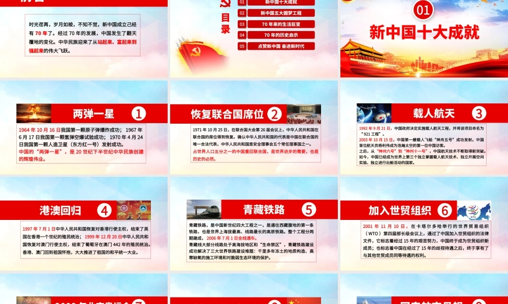 点赞新中国昂扬新时代庆祝建国70周年党建党政党课ppt模板.pptx