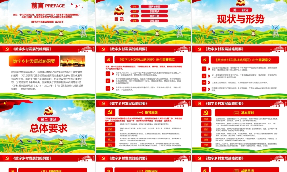 绿色红色党政数字乡村发展战略纲要学习党建党课PPT.pptx