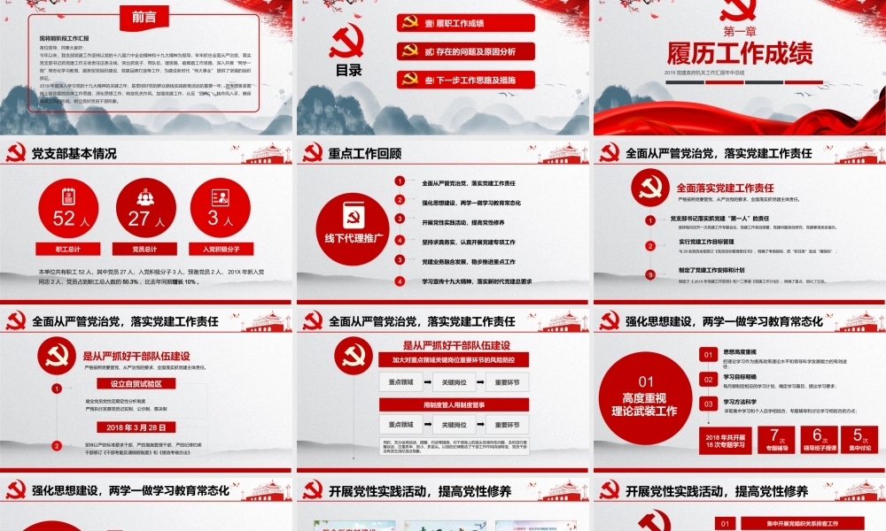 中国风红色党建上半年总结工作总结述职报告党课党建PPT.pptx