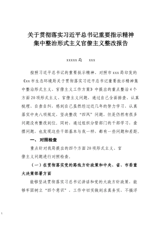 关于整治形式主义官僚主义整改报告.docx