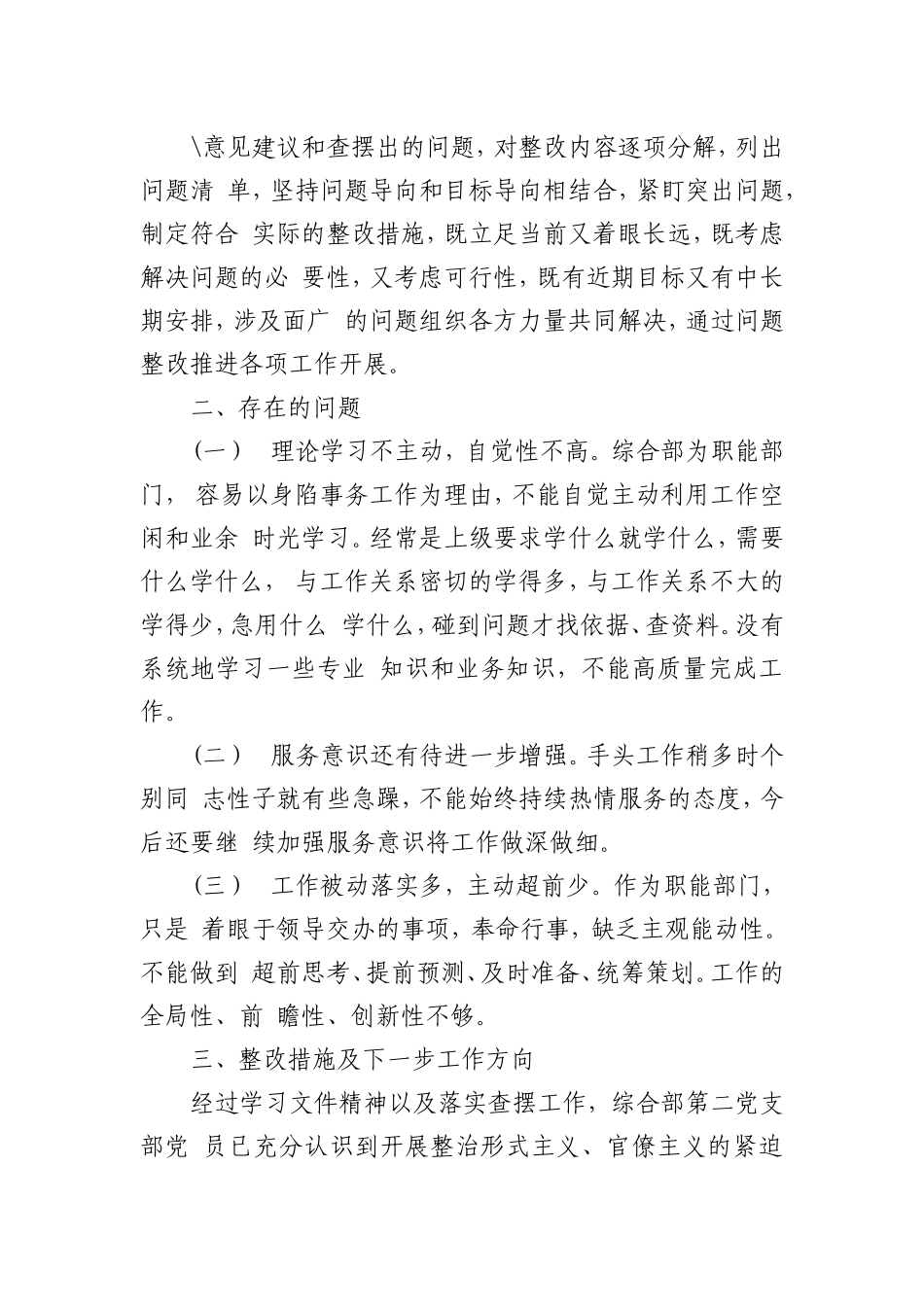 XX党支部关于落实集中整治形式主义、官僚主义工作的工作汇报.doc_第2页