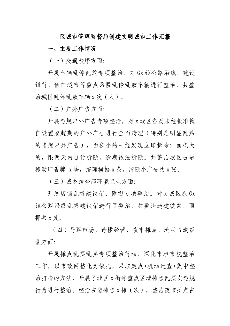 城市管理监督局创建文明城市工作汇报.docx_第1页