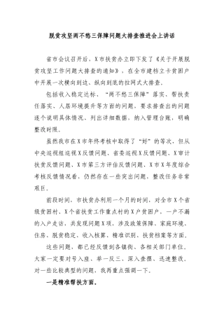 脱贫攻坚两不愁三保障问题大排查推进会上讲话.docx