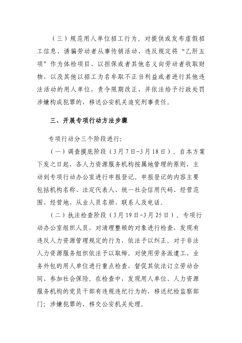 人力资源市场清理整顿专项行动实施方案.docx_第3页