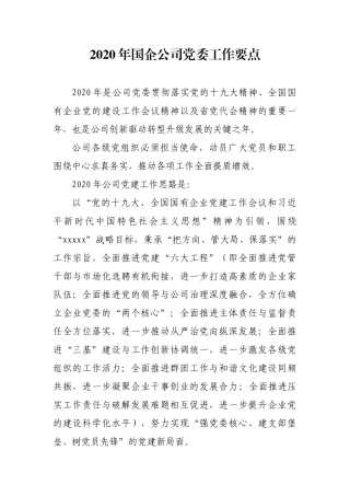 2020年国企公司党委工作要点.docx