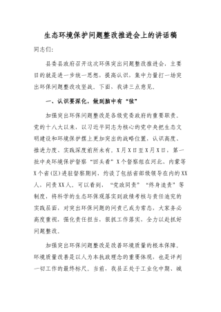 生态环境保护问题整改推进会上的讲话稿.docx