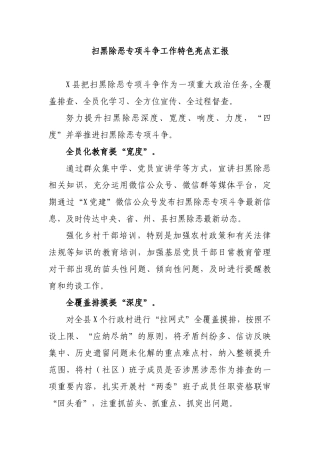 扫黑除恶专项斗争工作特色亮点汇报.docx