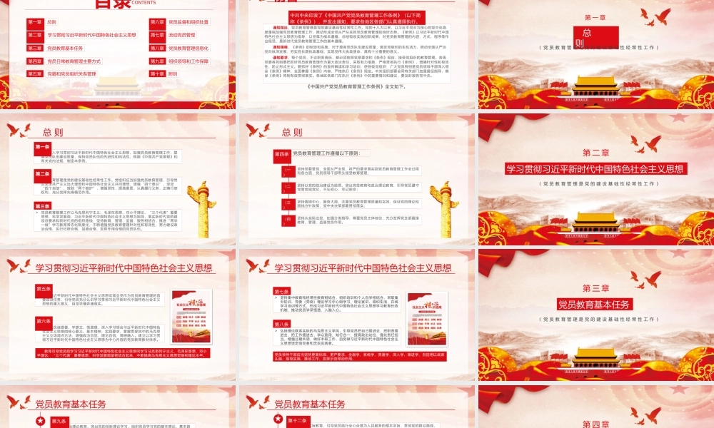 红色党政党员教育管理工作条例PPT模板.pptx