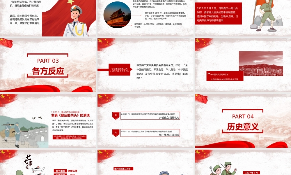 中华民族全面抗战的起点七七事变PPT模板.pptx