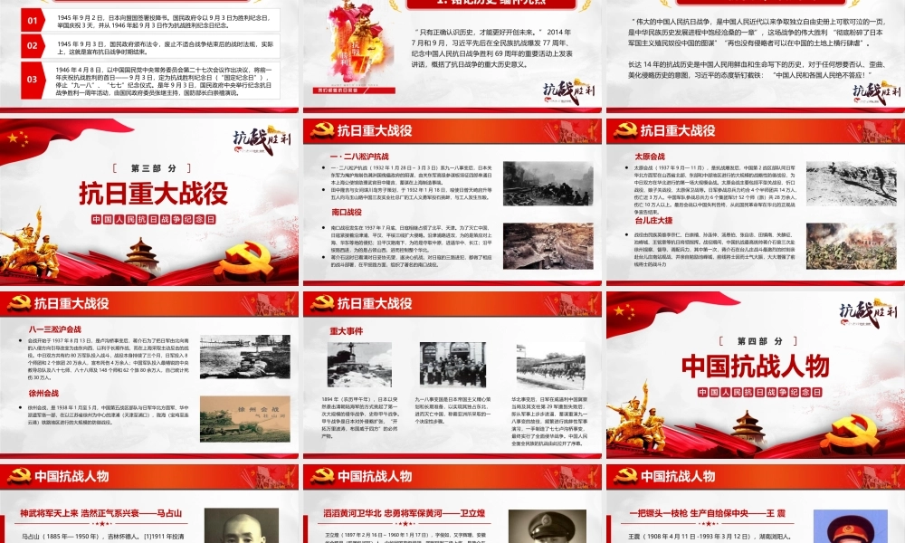 中国人民抗日战争胜利74周年纪念日党课党建课件PPT.pptx