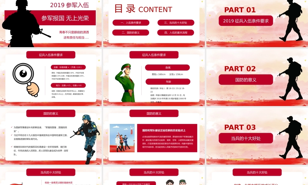 红色简约大学生征兵宣传征兵入伍工作PPT模板.pptx